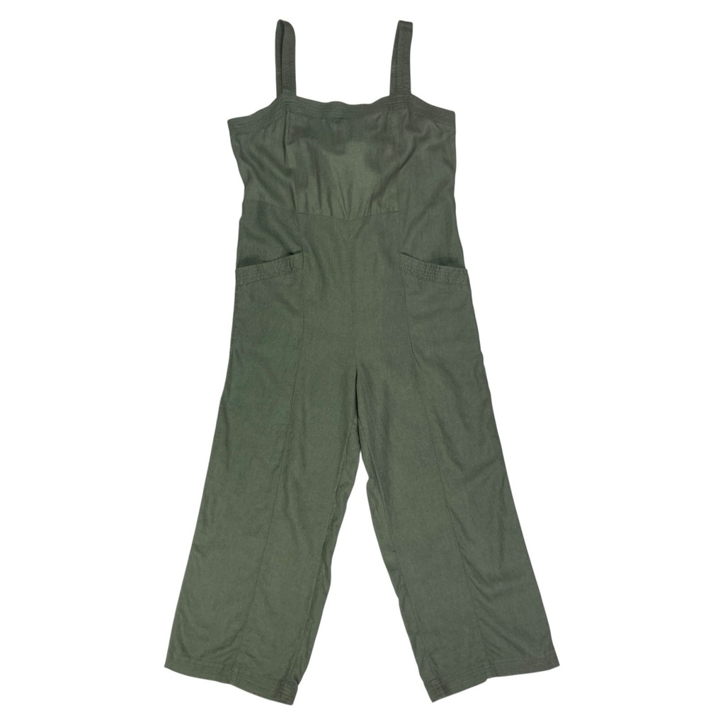 Nicole Miller Olive Green Wide-Leg Ribbed Jumpsuit - Picture 2 of 14